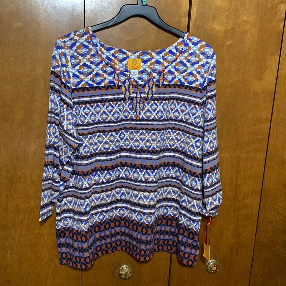 RUBY RD. - Western Design , Quarter Length Sleeves NWT!! Beaded work on front